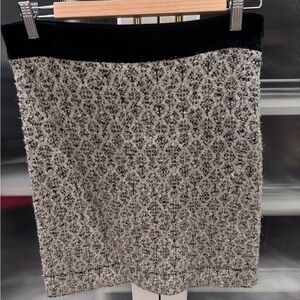 Sandro Black and Gold Textured Pencil Mini Skirt